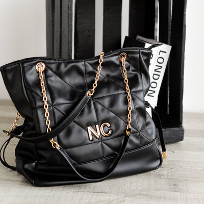 Bolso piel vegana NC bordado Noco Negro