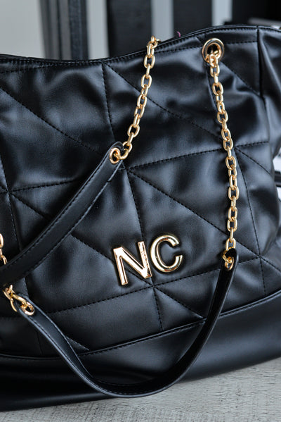 Bolso piel vegana NC bordado Noco Negro