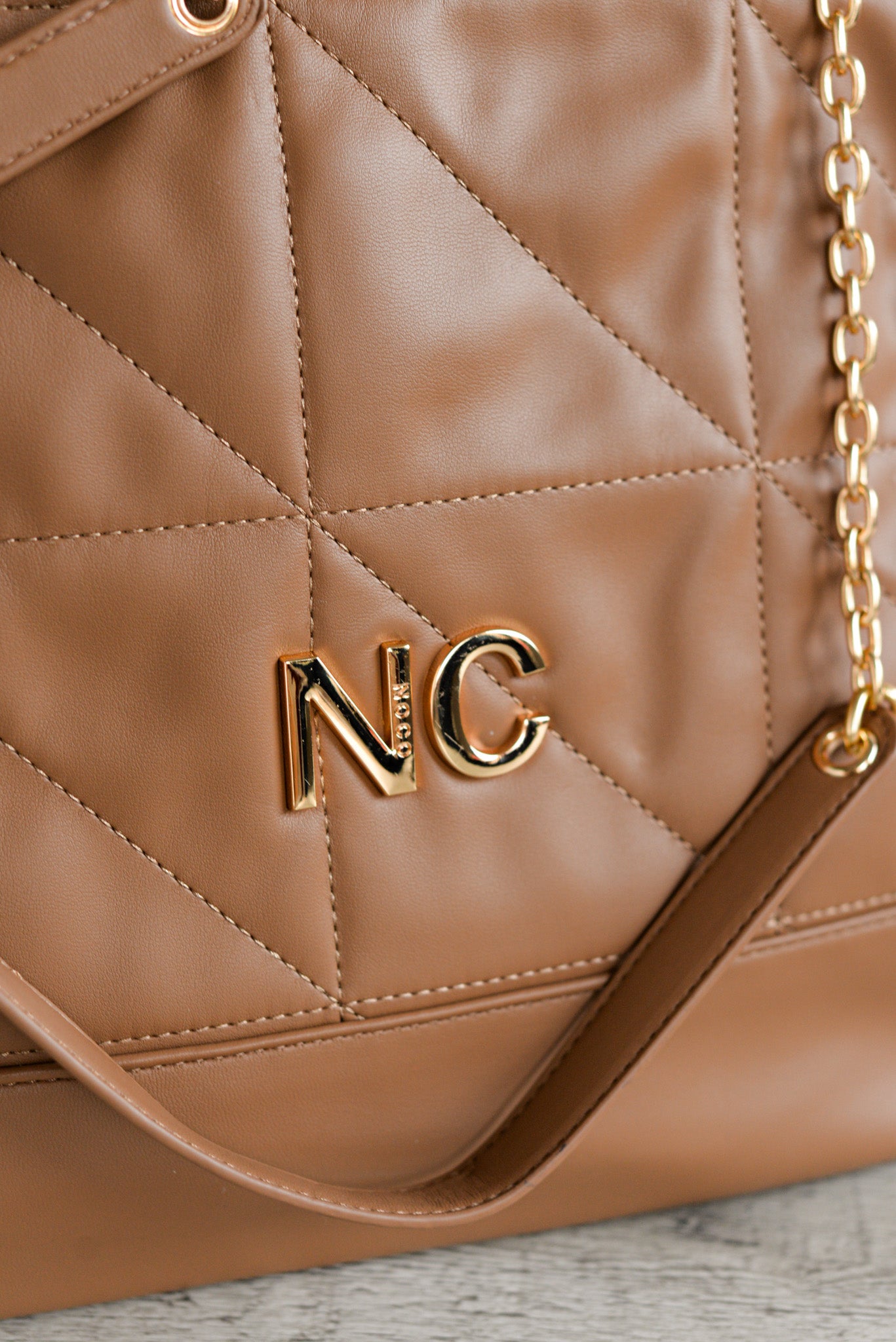 Bolso piel vegana NC bordado Noco Marrón