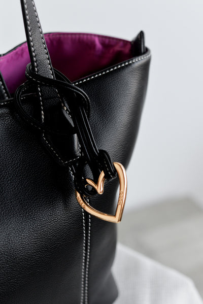 Bolso shopper pespuntes corazón Noco Negro