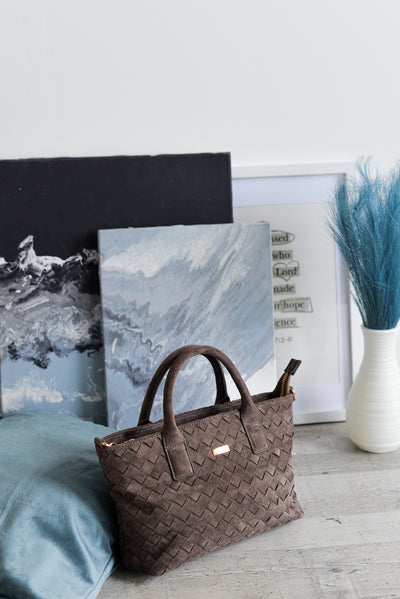 Mini tote ante trenzado Noco Marrón