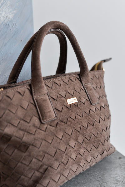 Mini tote ante trenzado Noco Marrón