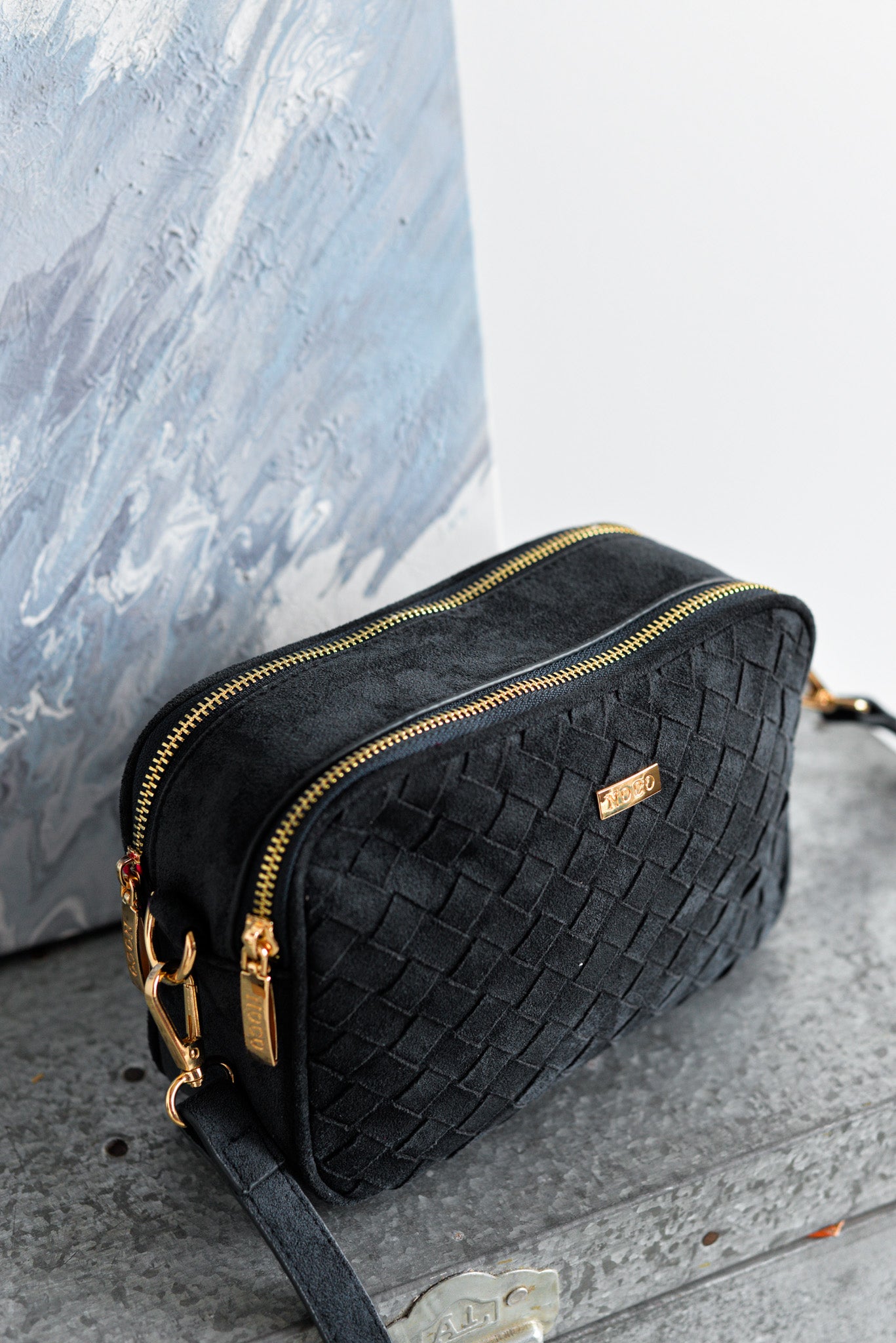 Bandolera ante trenzado Noco Azul