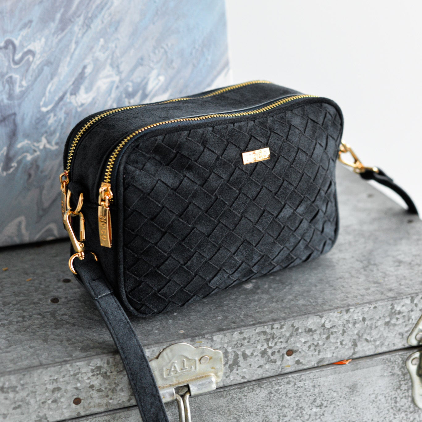 Bandolera ante trenzado Noco Azul