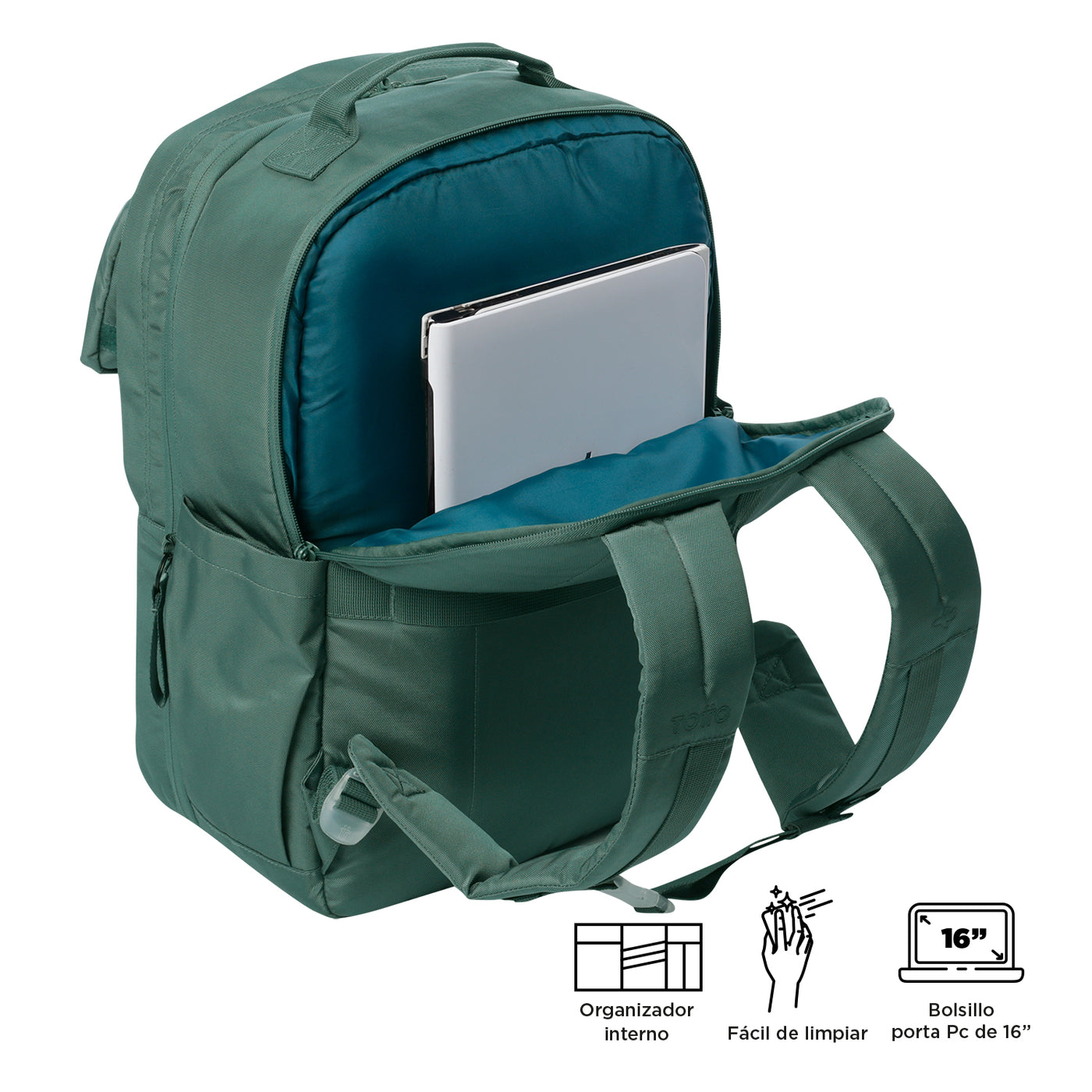 Mochila Porta Ordenador 16" Totto Elan Travel - Silver Pine