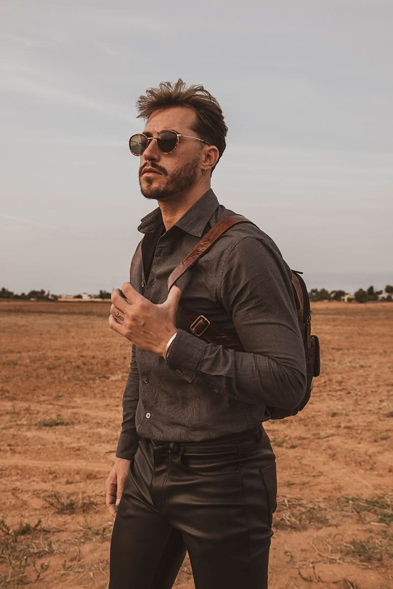 Mochila vintage Rosme Crumple Piel de Bufalo color Marron
