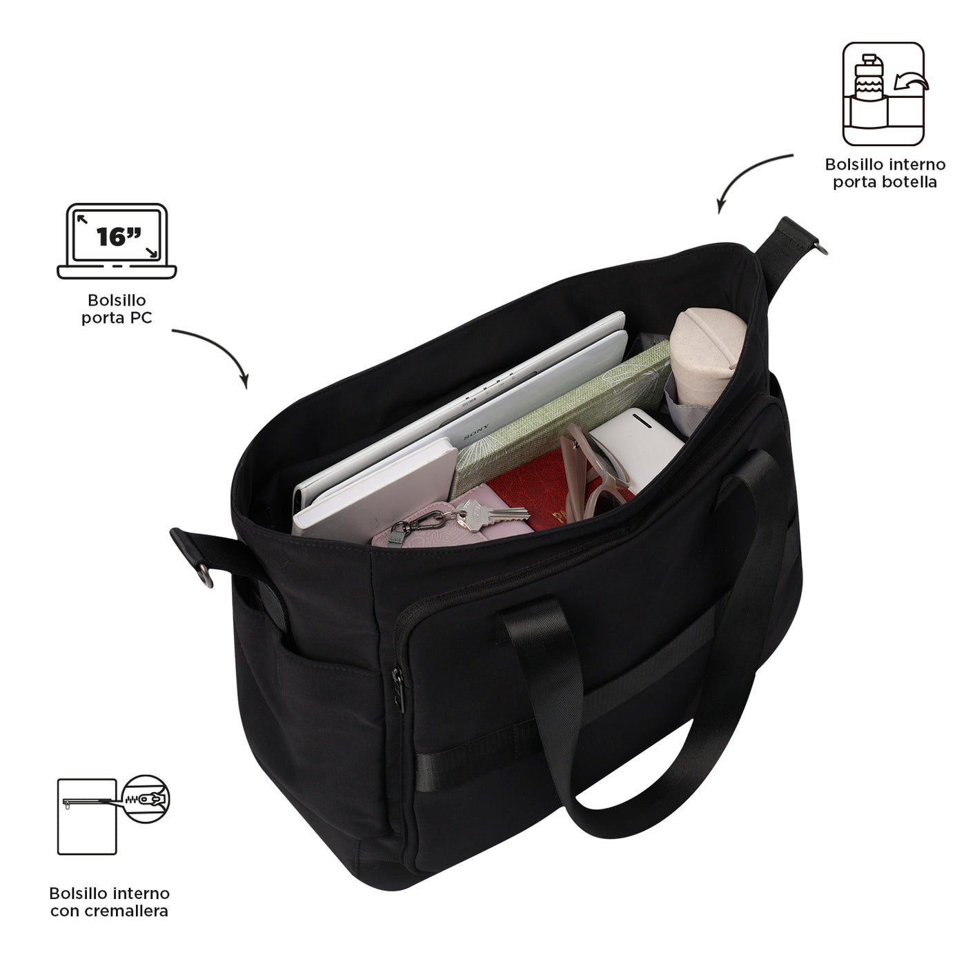 Bolso de viaje Totto Duffle Sahara - Negro
