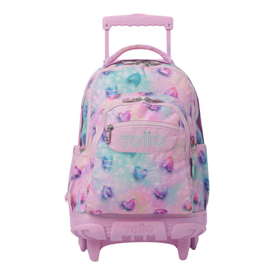 Mochila escolar con ruedas Totto Renglones Glitter - Shiny Heart
