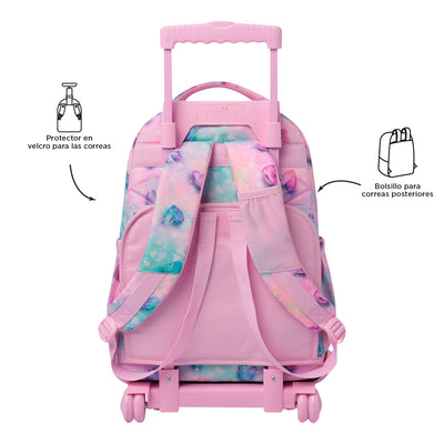 Mochila escolar con ruedas Totto Renglones Glitter - Shiny Heart