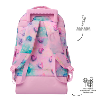 Mochila escolar con ruedas Totto Renglones Glitter - Shiny Heart