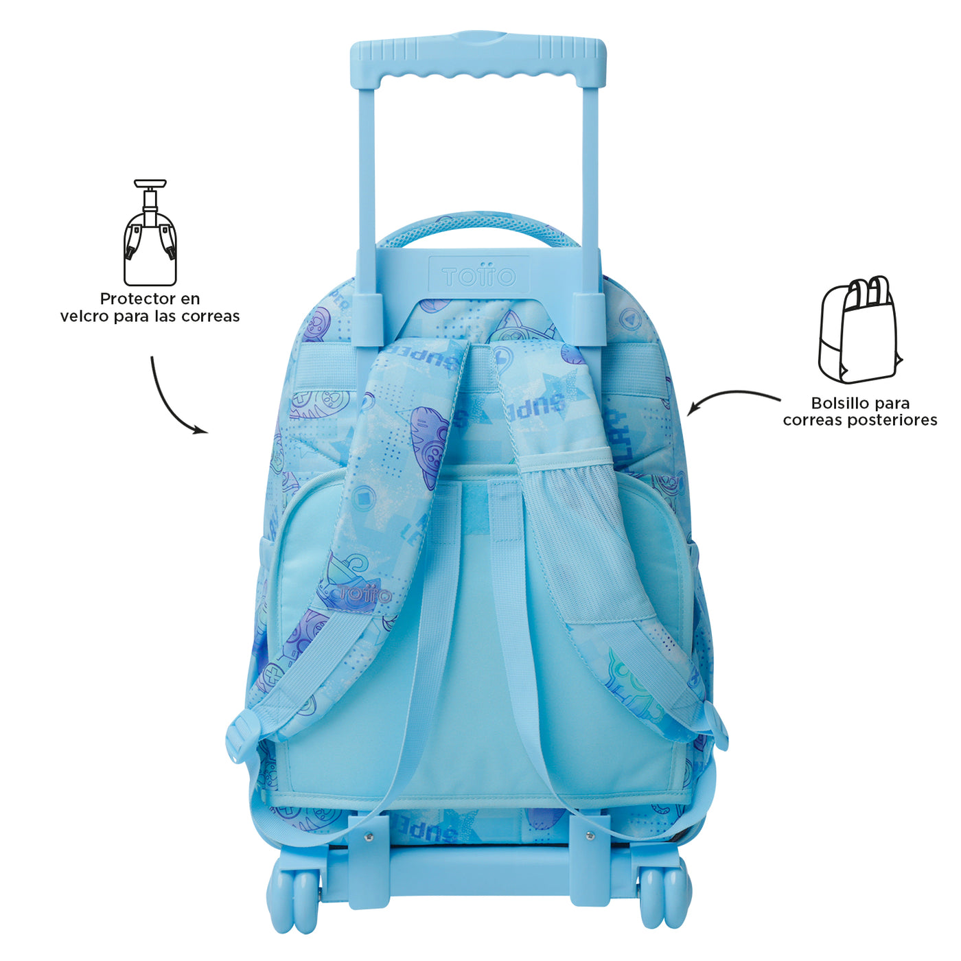 Mochila escolar con ruedas Totto Renglones - Polar