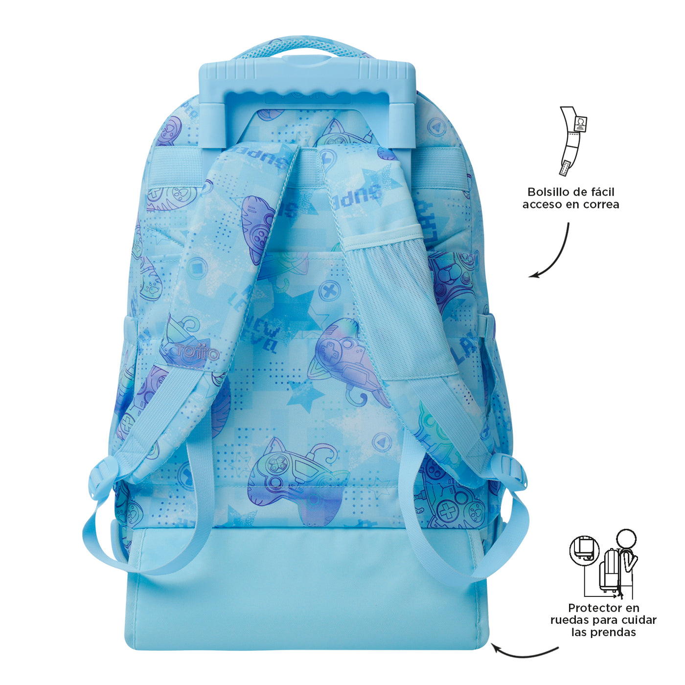 Mochila escolar con ruedas Totto Renglones - Polar