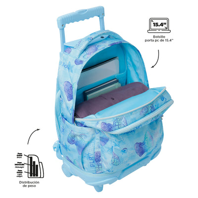 Mochila escolar con ruedas Totto Renglones - Polar