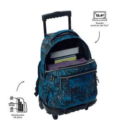 Mochila escolar con ruedas Totto Renglones - Urban Graph
