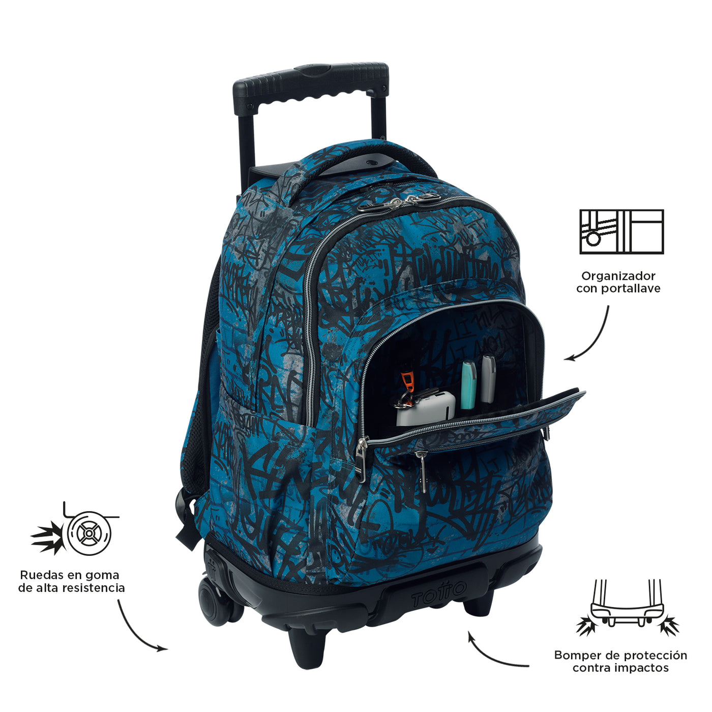 Mochila escolar con ruedas Totto Renglones - Urban Graph