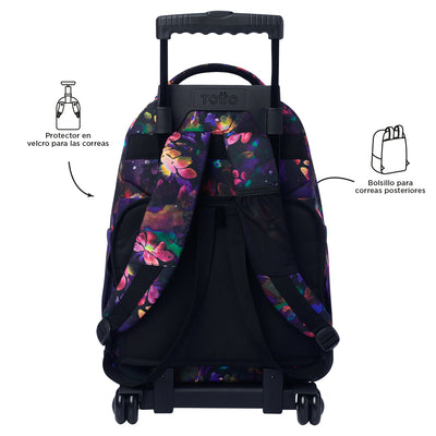 Mochila escolar con ruedas Totto Renglones - Flower Galaxy