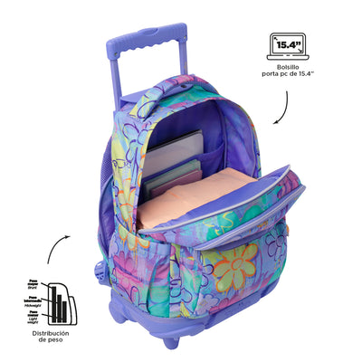 Mochila escolar con ruedas Totto Renglones - Grafily