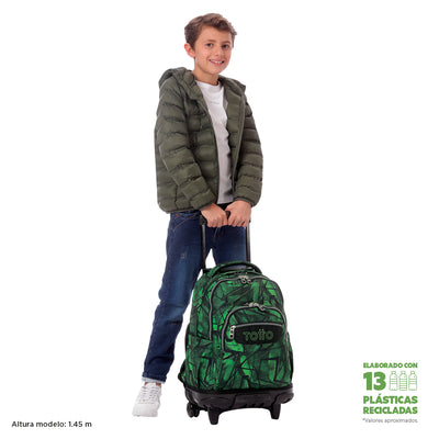 Mochila escolar con ruedas Totto Renglones - Jhony Jungle