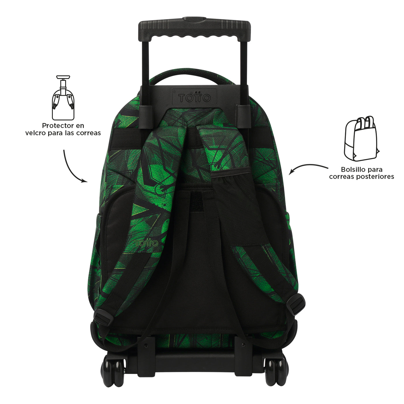 Mochila escolar con ruedas Totto Renglones - Jhony Jungle