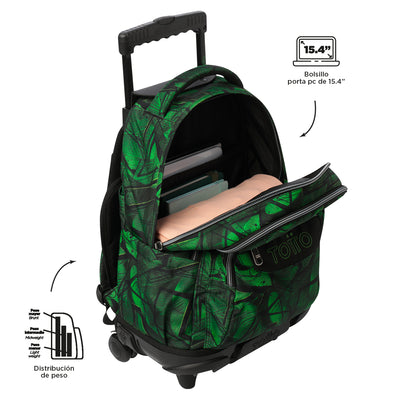 Mochila escolar con ruedas Totto Renglones - Jhony Jungle