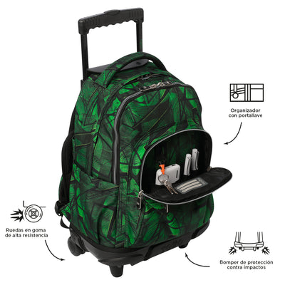 Mochila escolar con ruedas Totto Renglones - Jhony Jungle