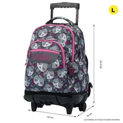 Mochila escolar con ruedas Totto Renglones - Kitten Rose