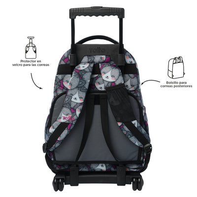 Mochila escolar con ruedas Totto Renglones - Kitten Rose