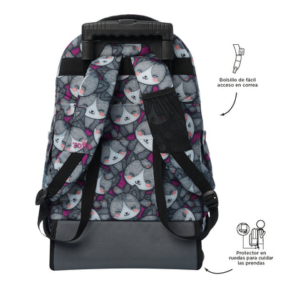 Mochila escolar con ruedas Totto Renglones - Kitten Rose