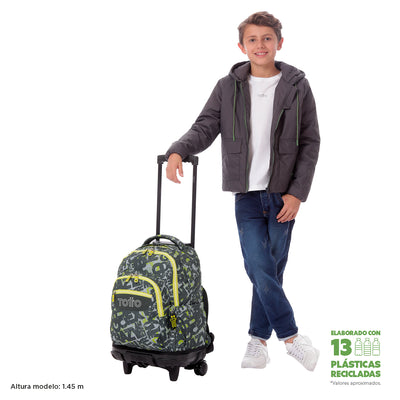 Mochila escolar con ruedas Totto Renglones - Texgrunge