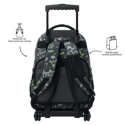 Mochila escolar con ruedas Totto Renglones - Texgrunge