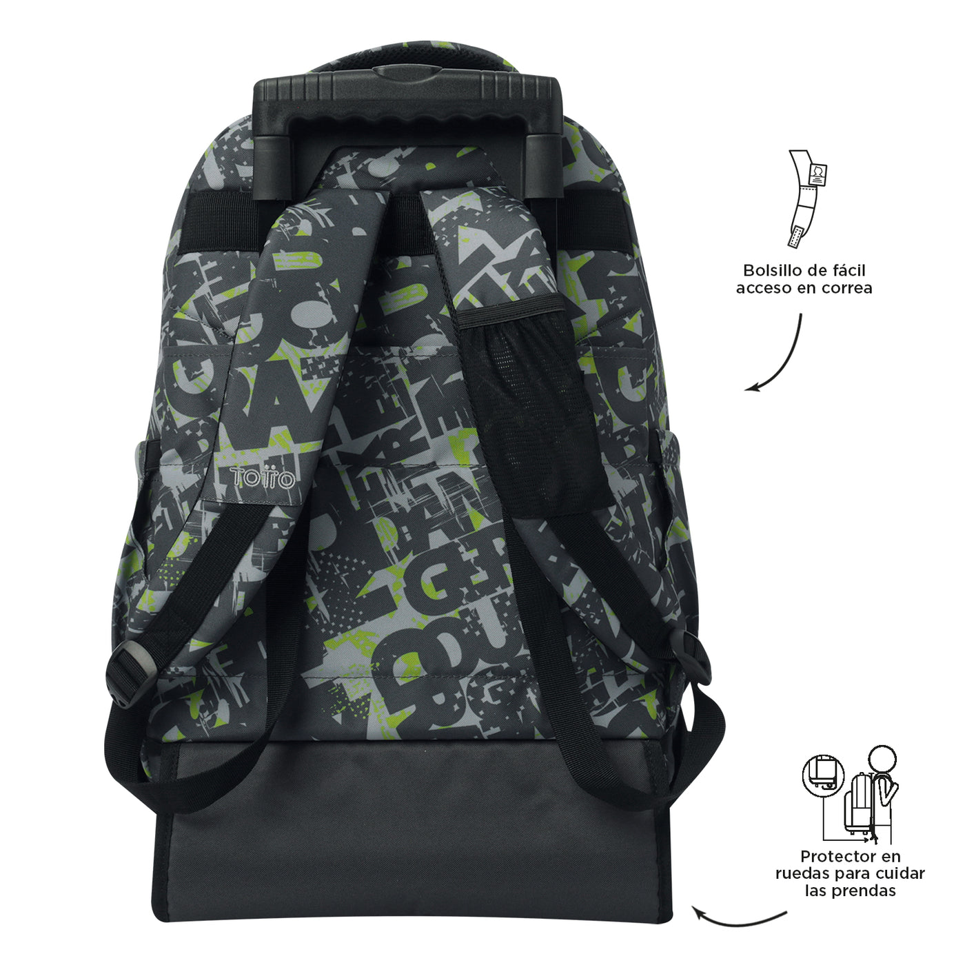 Mochila escolar con ruedas Totto Renglones - Texgrunge