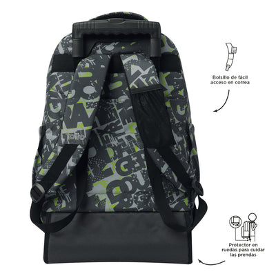 Mochila escolar con ruedas Totto Renglones - Texgrunge