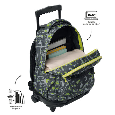 Mochila escolar con ruedas Totto Renglones - Texgrunge