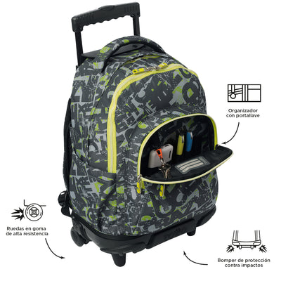 Mochila escolar con ruedas Totto Renglones - Texgrunge