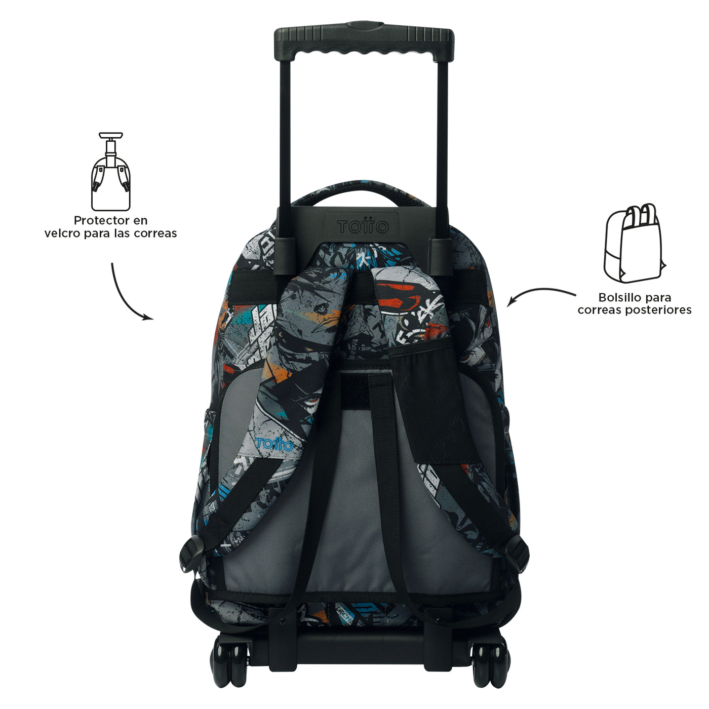 Mochila escolar con ruedas Totto Renglones - Okubo