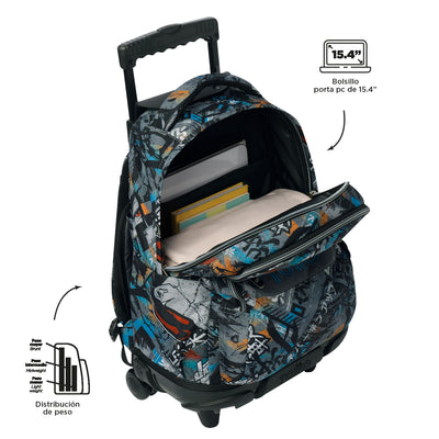 Mochila escolar con ruedas Totto Renglones - Okubo