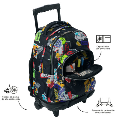 Mochila escolar con ruedas Totto Renglones - Sticky