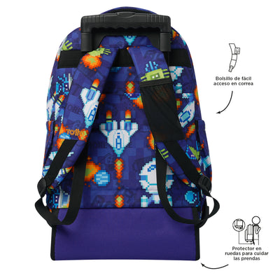 Mochila escolar con ruedas Totto Renglones - Space Blue