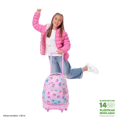 Mochila escolar ruedas desmontable Totto Tiza Glitter - Shiny Heart