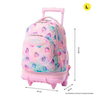 Mochila escolar ruedas desmontable Totto Tiza Glitter - Shiny Heart