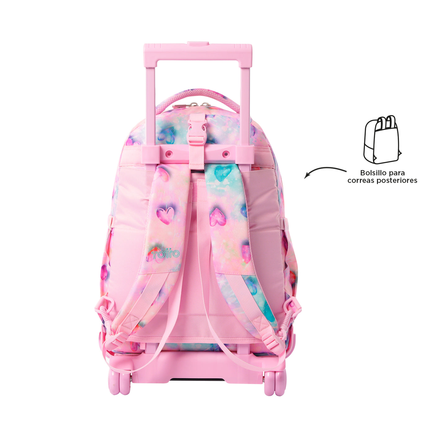Mochila escolar ruedas desmontable Totto Tiza Glitter - Shiny Heart