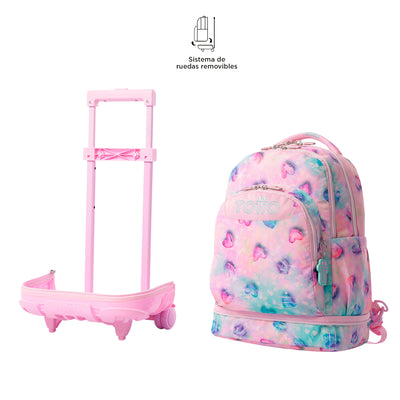Mochila escolar ruedas desmontable Totto Tiza Glitter - Shiny Heart
