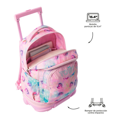 Mochila escolar ruedas desmontable Totto Tiza Glitter - Shiny Heart