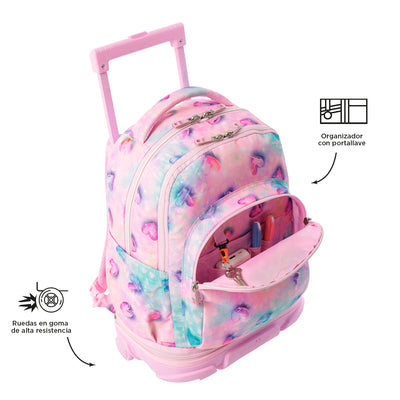 Mochila escolar ruedas desmontable Totto Tiza Glitter - Shiny Heart