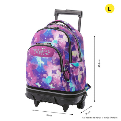 Mochila escolar ruedas desmontable Totto Tiza Glitter - Star Butterfly