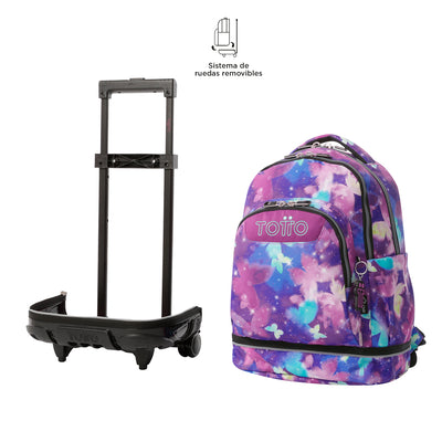 Mochila escolar ruedas desmontable Totto Tiza Glitter - Star Butterfly