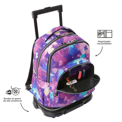 Mochila escolar ruedas desmontable Totto Tiza Glitter - Star Butterfly