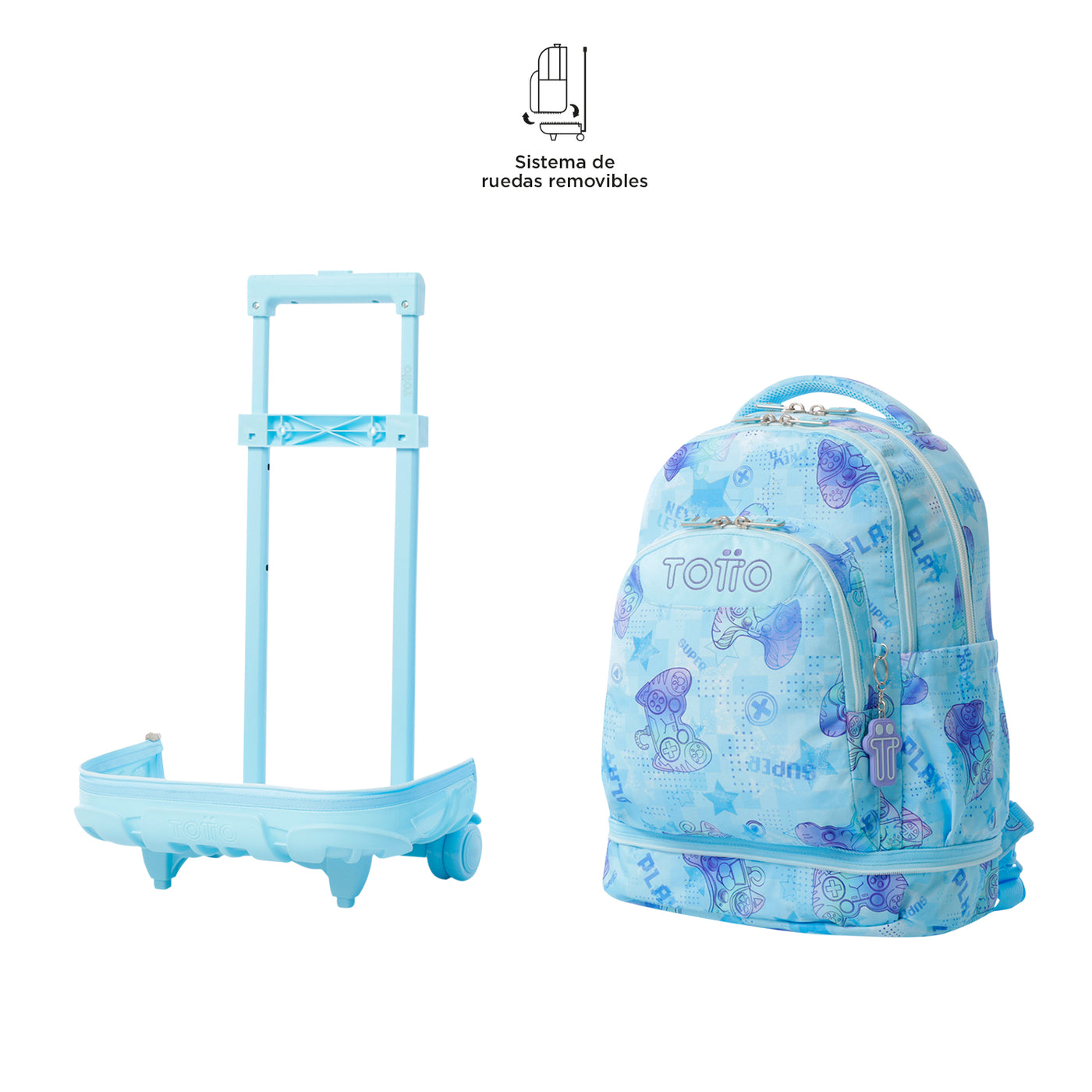 Mochila escolar ruedas desmontable Totto Tiza - Polar