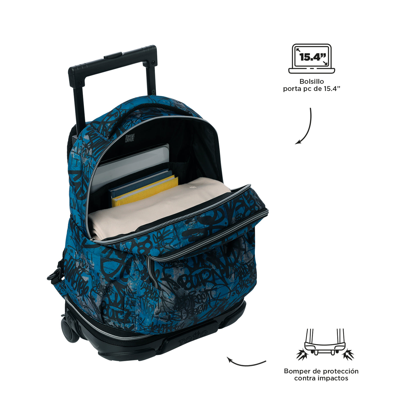 Mochila escolar ruedas desmontable Totto Tiza - Urban Graph