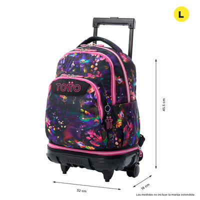 Mochila escolar ruedas desmontable Totto Tiza - Flower Galaxy